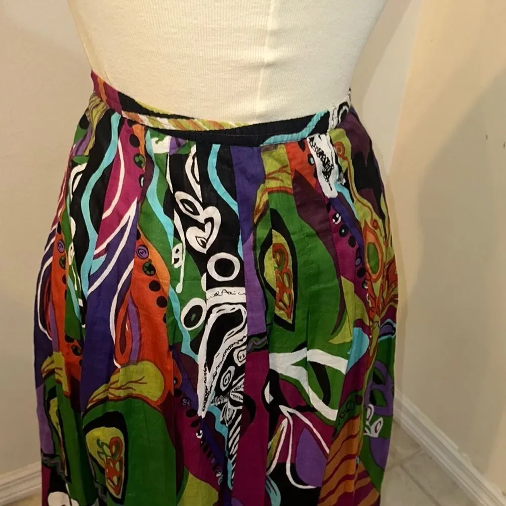 Casual Studio MADE IN INDIA Colorful Abstract Women's Gauze Skirt Size M - Picture 10 of 13
